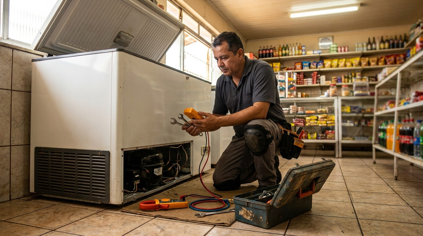 Técnico de conserto de freezer em residência em Americana‑SP
