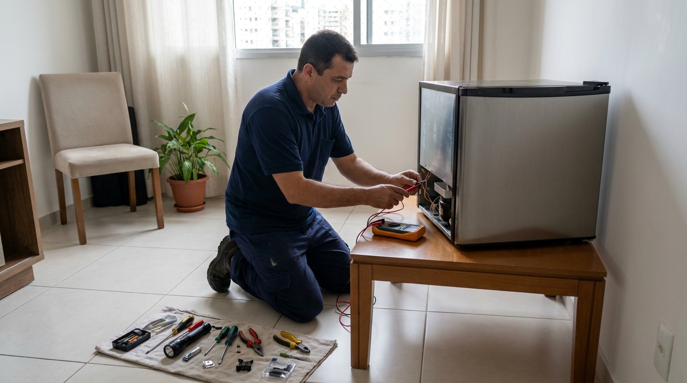 Técnico de conserto de frigobar em residência em Americana‑SP